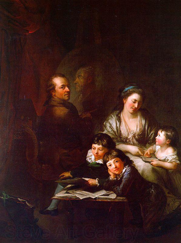  Anton  Graff The Artist's Family before the Portrait of Johann Georg Sulzer Norge oil painting art